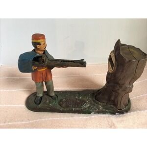 CREEDMOOR Mechanical Bank Repro 1950s-60s Cast Iron  J & E Stevens circa 1877